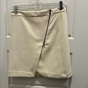Cream Skirt with Front Zipper